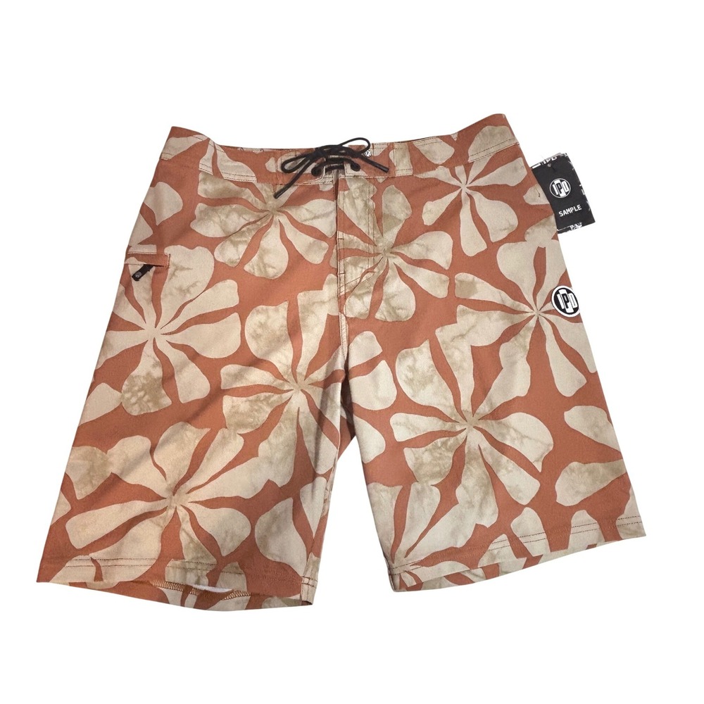 IPD Surf Mens Spinner 101 Boardshorts 32 Chestnut Floral Summer 24 Sample NWT‎